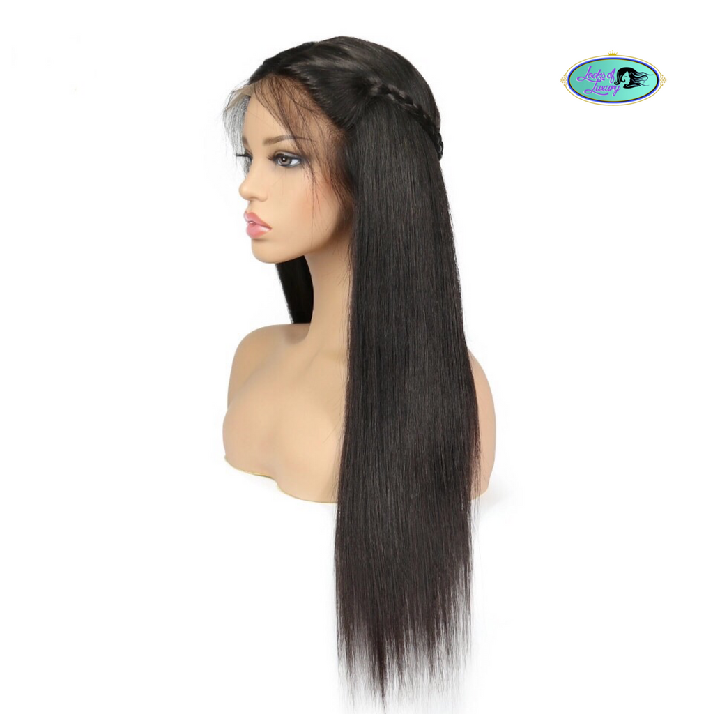 Human hair lace front wigs straight on sale